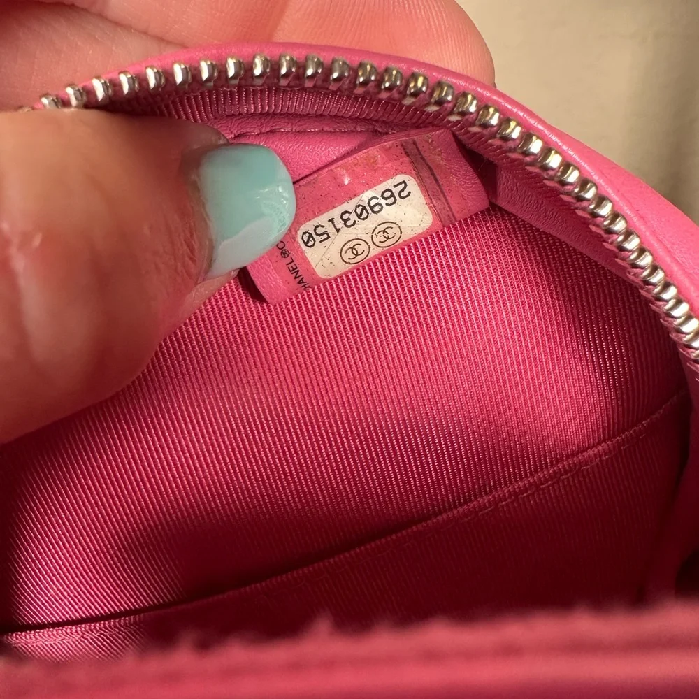 Authentic CHANEL Hot Pink Quilted Round Crossbody Bag